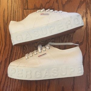Superga Platform Sneaker with Superga Brand detail size 39/8